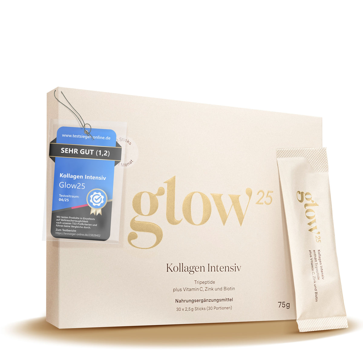 Glow25® Collagène intensif (30 sticks) – avec tripeptides, vitamine C, zinc et biotine
