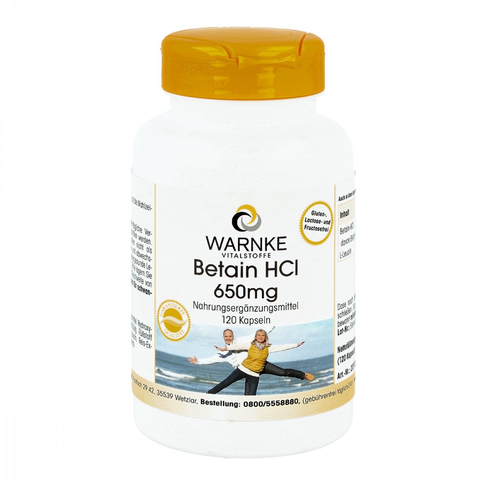 Warnke Betain Hcl 650 mg gélules (120 pièces)