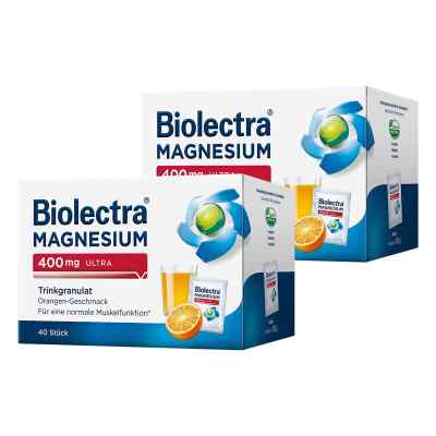 Biolectra Magnésium 400 mg Ultra granulé à boire orange (2x40 sachets)
