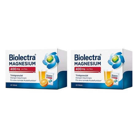 Biolectra Magnésium 400 mg Ultra granulé à boire orange (2x40 sachets)