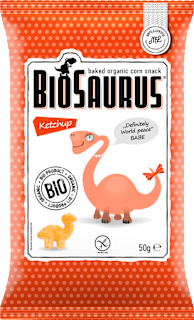 BioSaurus Snack pour enfants, maïs cuit au four au ketchup, dès 3 ans (50 g)