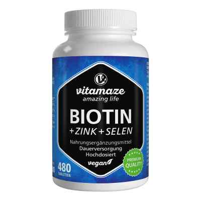 Vitamaze Biotin 10 mg haute dose + zinc + sélénium comprimés (480 comprimés)