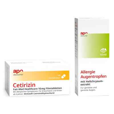 apodiscounter Cétirizine 10 mg + gouttes oculaires anti-allergiques (1 paquet)