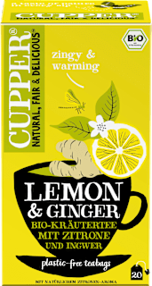 Cupper Tisane Superstar au citron et gingembre (20 sachets), 50 g