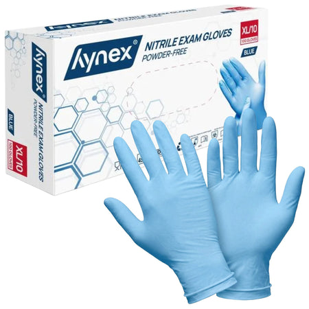 Hynex Gants jetables en nitrile bleus non poudrés Taille XL (100 pièces, 3,5 g)