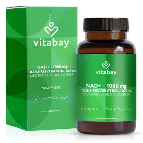 Vitabay NAD+ 1000 mg Trans-Resveratrol 600 mg liposomal (90 Kapseln)