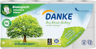 Danke Papier toilette recyclé 3 couches (8x150 feuilles)