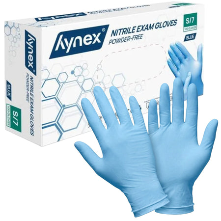 Hynex Gants en nitrile bleus sans poudre, 3,5 g, à usage unique, taille S (100 pièces)
