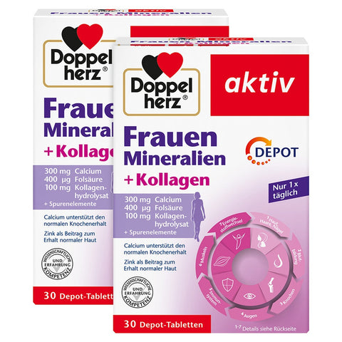 Doppelherz Minerals for Women + Collagen Depot (2 x 30 tablets)