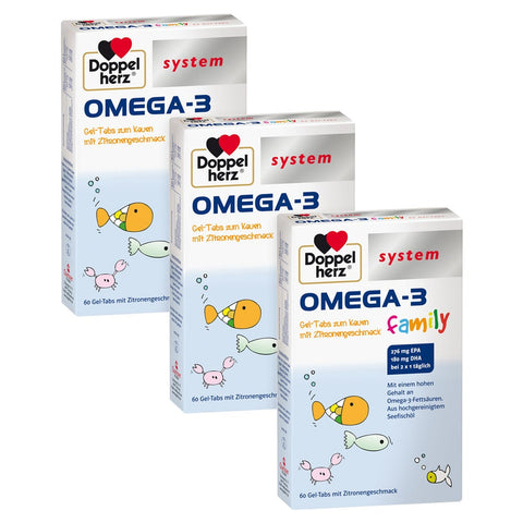 Doppelherz system Omega-3 Family gel-tabs citron (3x60 pièces)