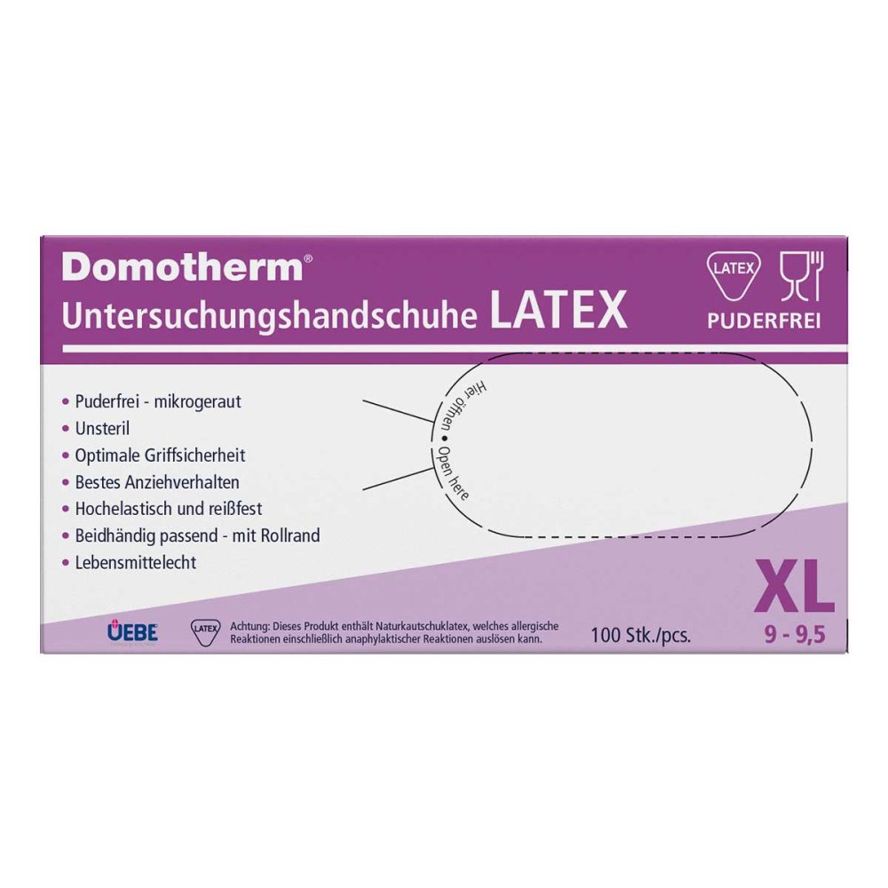 Domotherm gants d'examen en latex non stériles sans poudre XL blanc (100 pièces)