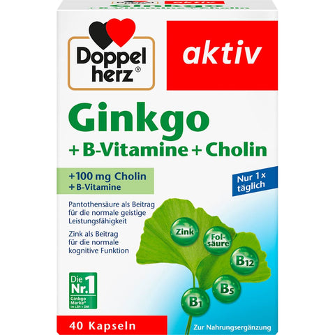 Doppelherz Ginkgo + vitamines B + choline gélules (40 pièces, 22,4 g)