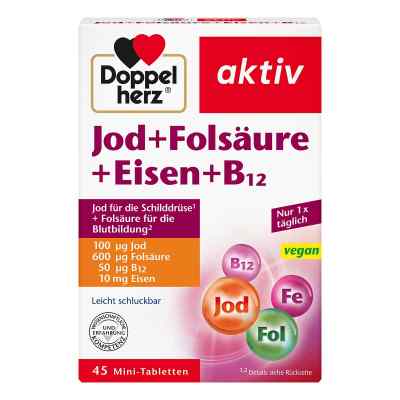 Doppelherz Iode + acide folique + fer + B12 comprimés (45 pièces)