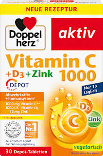 Doppelherz Vitamine C 1000 + D3 + Zinc comprimés dépôt (30 pièces, 42,9 g)