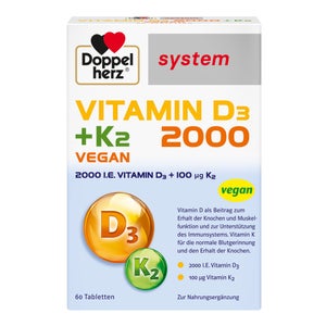 Doppelherz Vitamin D3 2000+K2 system comprimés (60 pièces)