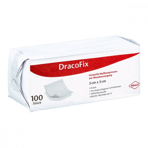 Dracofix chirurgische Kompressen 5x5 cm unsteril 8-fach (100 Stück)