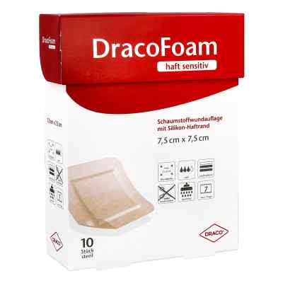 Dracofoam mousse adhésive sensible pour plaie 7,5x7,5 cm (10 pièces)