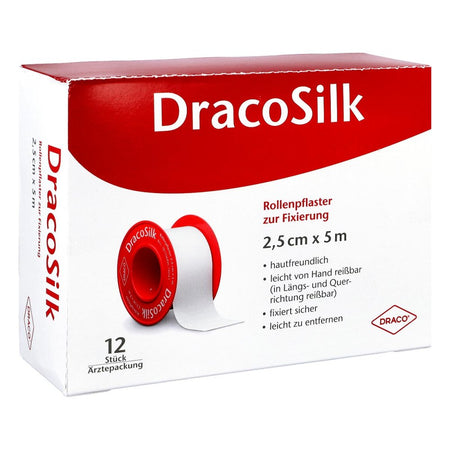 Dracosilk sparadrap en rouleau 2,5 cm x 5 m sans anneau de protection (12 pièces)