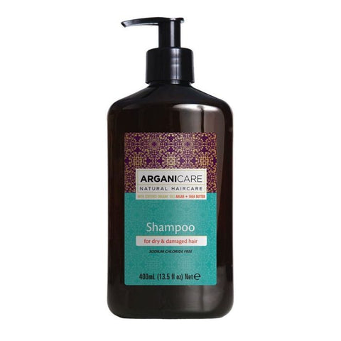 Arganicare shampooing pour cheveux secs et abîmés – beurre d'argan et de karité (400 ml)