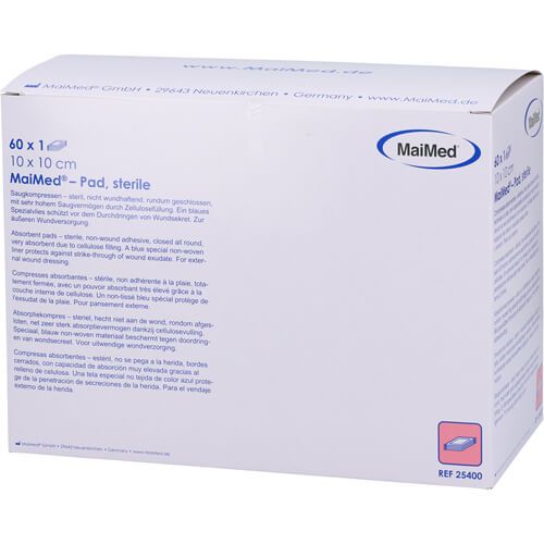 Compresses absorbantes 10x10 stériles (60 pièces)