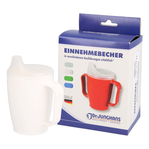 Dr. Junghans Medical gobelet à médicament avec anse et couvercle blanc 4 mm (1 pièce)
