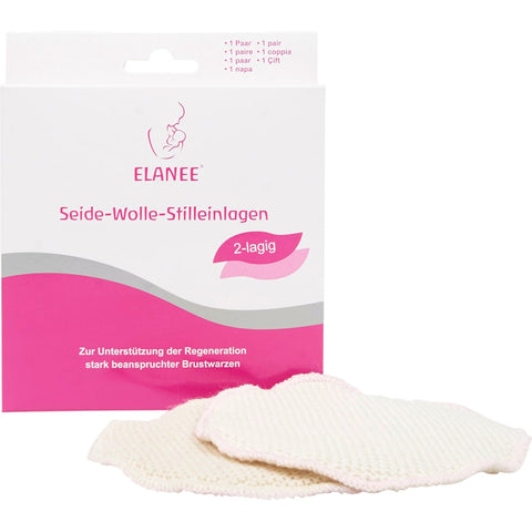 Elanee Coussinets d'allaitement soie-laine 2 couches (2 pièces)