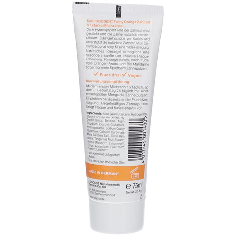 LOGODENT Kids gel dentaire Funny Orange sans fluor pour enfants 0–6 ans (75 ml)