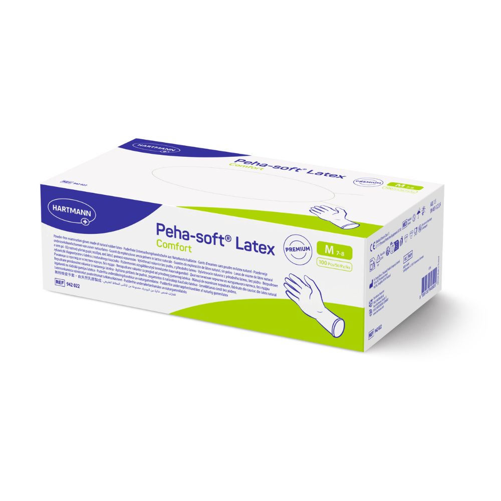 Peha-soft® Latex Comfort gants d'examen non stériles sans poudre M (100 pièces)
