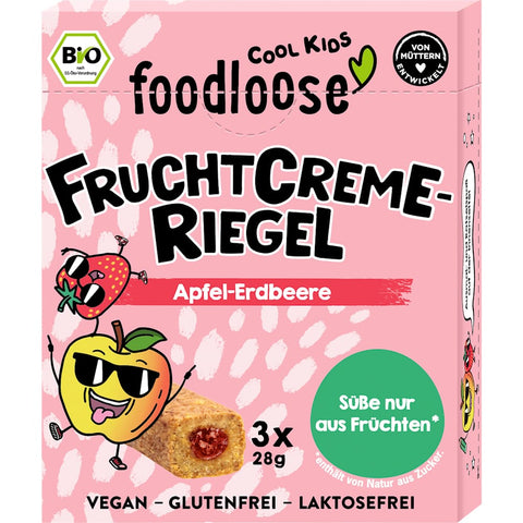 foodloose Fruchtriegel Apfel-Erdbeer-Creme für Kinder ab 3 Jahren (3x28 g), 84 g