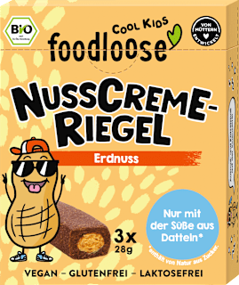 foodloose barres de crème de noix à l'arachide pour enfants, dès 3 ans (3x28 g)