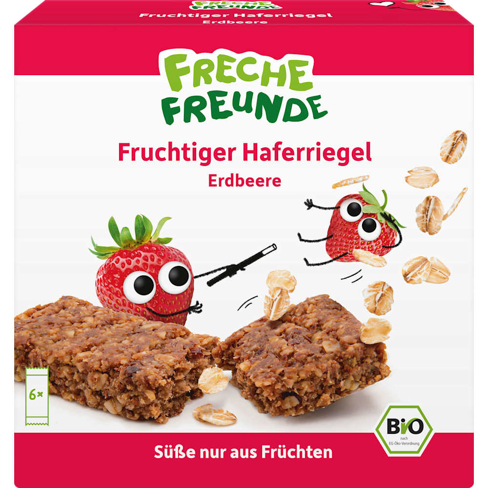 Freche Freunde barre de fruits à l'avoine et à la fraise, dès 3 ans (6x30 g, 180 g)