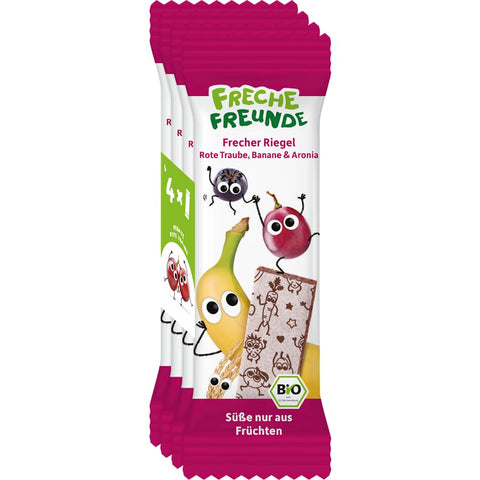 Freche Freunde barre aux fruits avec céréales raisin rouge, banane & aronia dès 3 ans (4x23 g), 92 g