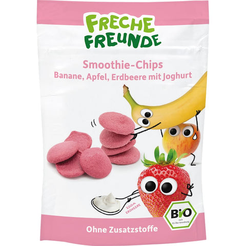 Freche Freunde Snack pour enfants Smoothie-Chips banane pomme fraise au yaourt, dès 3 ans (16 g)