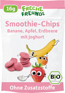 Freche Freunde Snack pour enfants Smoothie-Chips banane pomme fraise au yaourt, dès 3 ans (16 g)