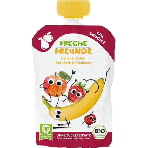 Freche Freunde Quetschie Banane, Pomme, Fraise & Framboise dès 6 mois (100 g)