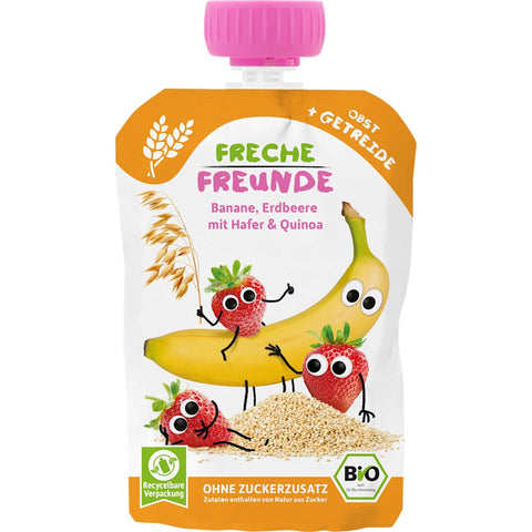 Freche Freunde Bananen-Erdbeer-Quetschbeutel mit Hafer und Quinoa ab 6 Monaten (100 g)
