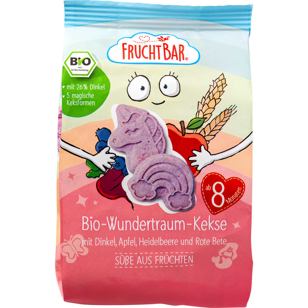 FruchtBar biscuits pour bébé Wundertraum à l'épeautre, pomme et myrtille, dès 8 mois (100 g)