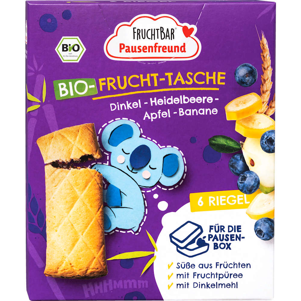 FruchtBar Pausenfreund poche de fruits, épeautre, myrtille, pomme, banane, dès 3 ans (6 x 22 g, 132 g)