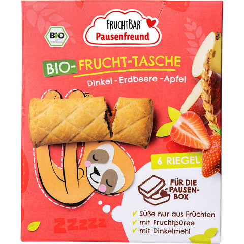 FRUCHTBAR Pausenfreund poche de fruits pour enfants, épeautre, fraise, pomme, dès 3 ans (6x22 g), 132 g