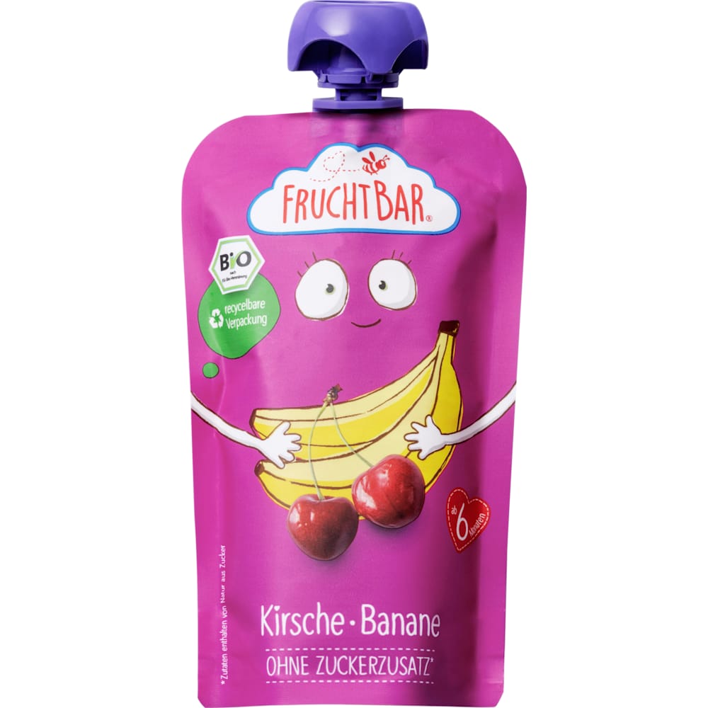 FruchtBar purée de fruits cerise-banane dès 6 mois (120 g)