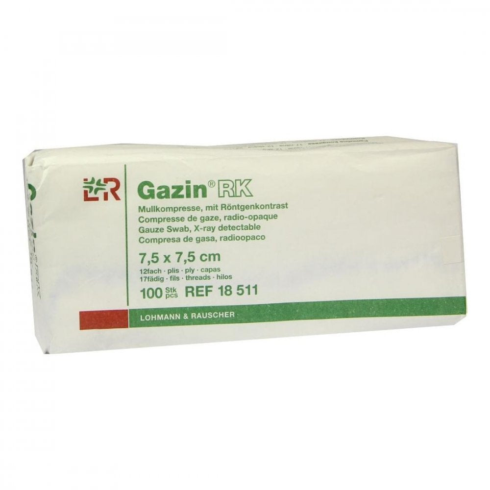 Gazin compresses 7,5x7,5 cm 12 plis non stérile avec RK (100 pièces)