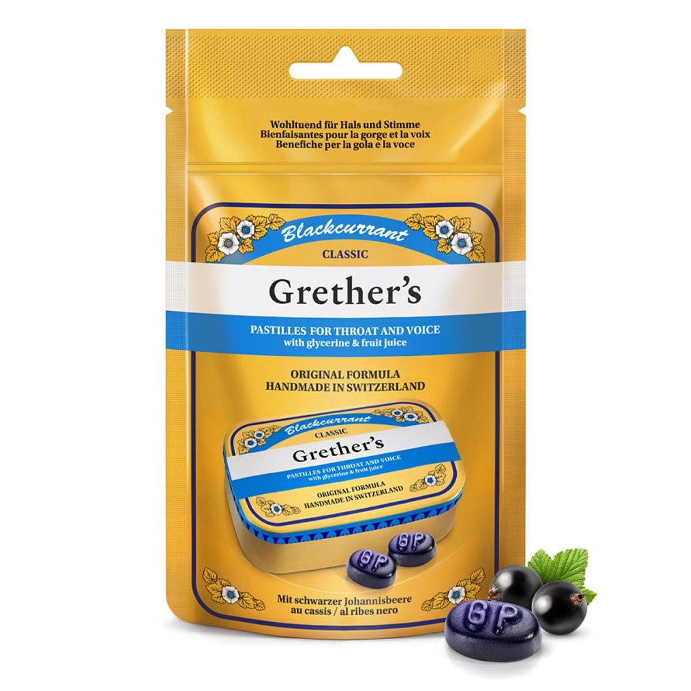 Grethers Blackcurrant Gold pastilles sucrées sachet recharge (110 g)