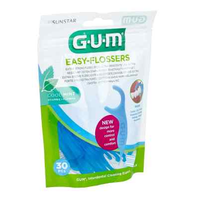 GUM EASY FLOSSERS, bâtonnets de soie dentaire, cirés, menthe (30 pièces)