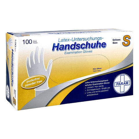 Param GmbH Puderfreie Einweghandschuhe aus Latex, Größe S (100 Stück)