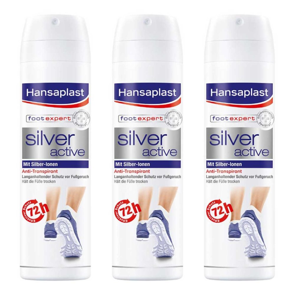 Hansaplast Spray pour pieds Silver Active (3x150 ml)