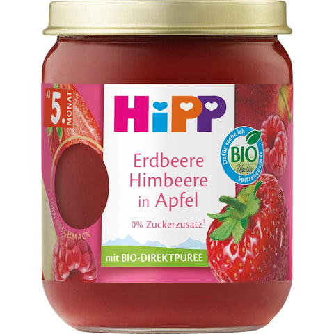 HiPP Früchte Erdbeere Himbeere in Apfel ab 5. Monat (160 g)