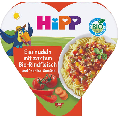 HiPP assiette enfant pâtes aux œufs aux légumes de poivron et bœuf tendre dès 1 an (250 g)