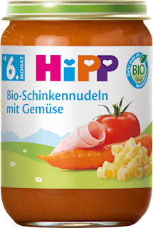 HiPP Menu nouilles au jambon, tomates et carottes dès le 6e mois (190 g)