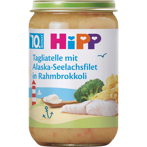 HiPP Menü Tagliatelle mit Alaska-Seelachsfilet und Brokkoli in Rahm ab dem 10. Monat (220 g)