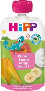 HiPP gourde de fruits pêche banane mangue au yaourt, dès 1 an (100 g)